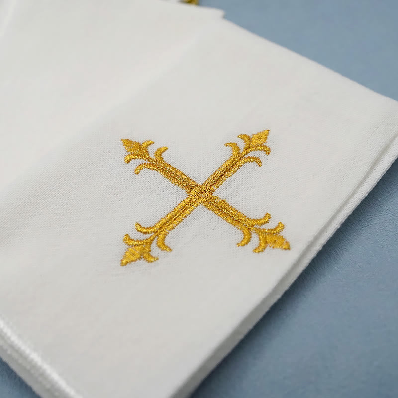 Christiandiscipleshop Classic Style Golden Grace Chalice Veil & Purificator Set Religious Altar Linen Set