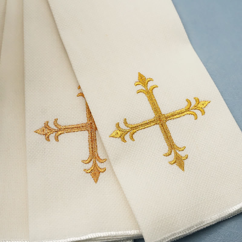 Christiandiscipleshop Divine Cross and Scroll Chalice Veil & Purificator Set Religious Altar Linen Set