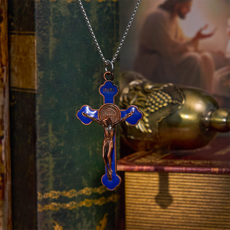 Christiandiscipleshop Multicolor Retro Style Classical Crucifix Faith Protection Pendant Necklace