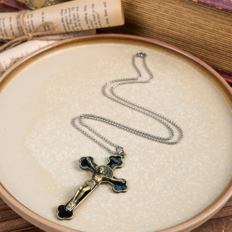 Christiandiscipleshop Multicolor Retro Style Classical Crucifix Faith Protection Pendant Necklace