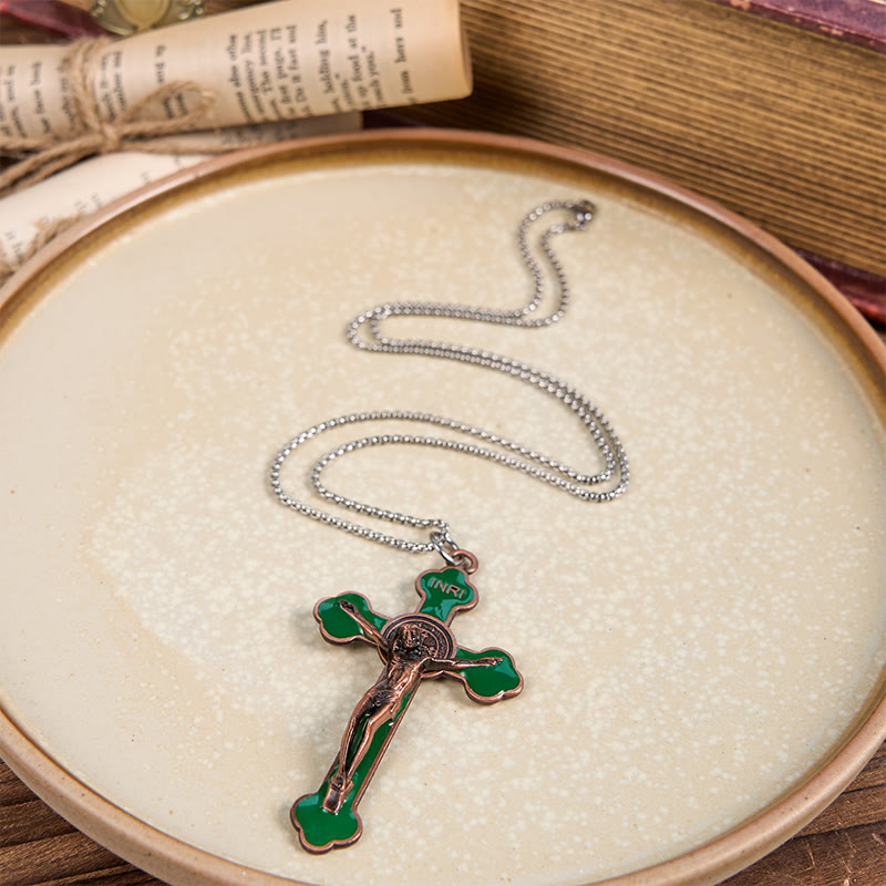 Christiandiscipleshop Multicolor Retro Style Classical Crucifix Faith Protection Pendant Necklace