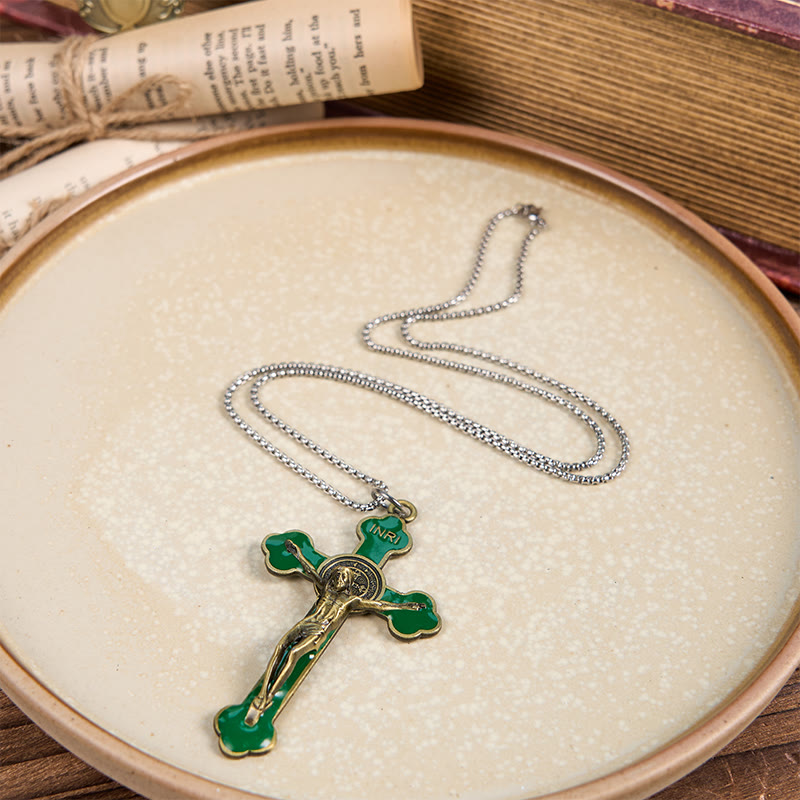 Christiandiscipleshop Multicolor Retro Style Classical Crucifix Faith Protection Pendant Necklace