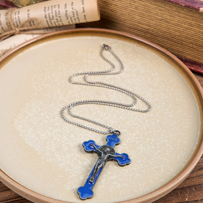 Christiandiscipleshop Multicolor Retro Style Classical Crucifix Faith Protection Pendant Necklace