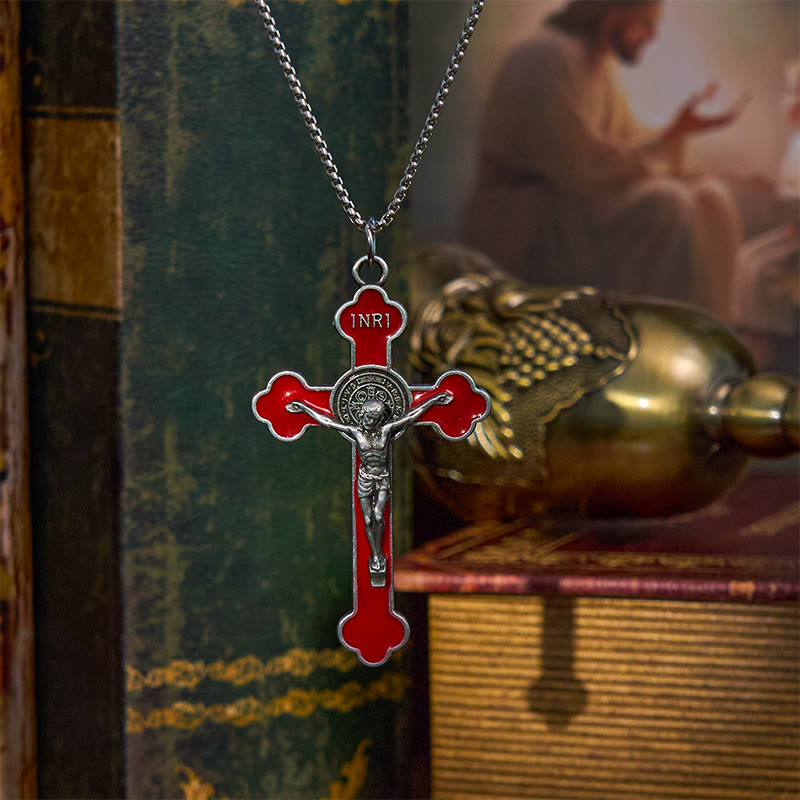 Christiandiscipleshop Multicolor Retro Style Classical Crucifix Faith Protection Pendant Necklace
