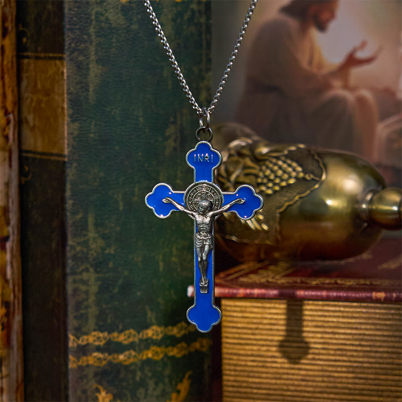 Christiandiscipleshop Multicolor Retro Style Classical Crucifix Faith Protection Pendant Necklace
