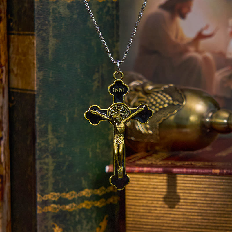 Christiandiscipleshop Multicolor Retro Style Classical Crucifix Faith Protection Pendant Necklace