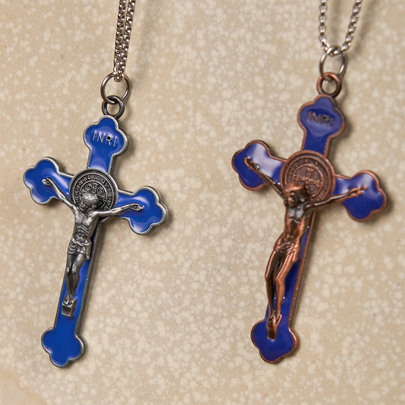 Christiandiscipleshop Multicolor Retro Style Classical Crucifix Faith Protection Pendant Necklace