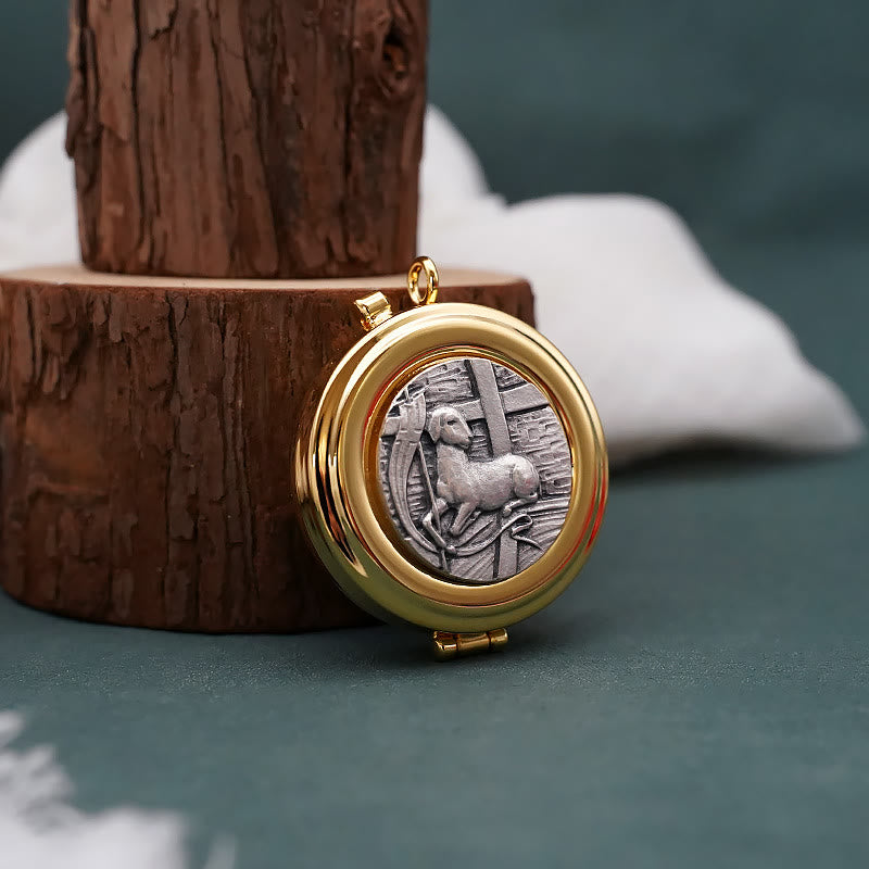 Christiandiscipleshop Gold-Plated Pyx with Lamb Statue–Sacred Vessel for the Holy Eucharist