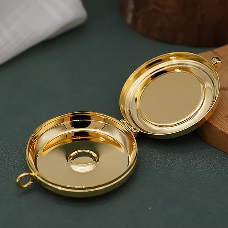 Christiandiscipleshop Gold-Plated Pyx with Lamb Statue–Sacred Vessel for the Holy Eucharist