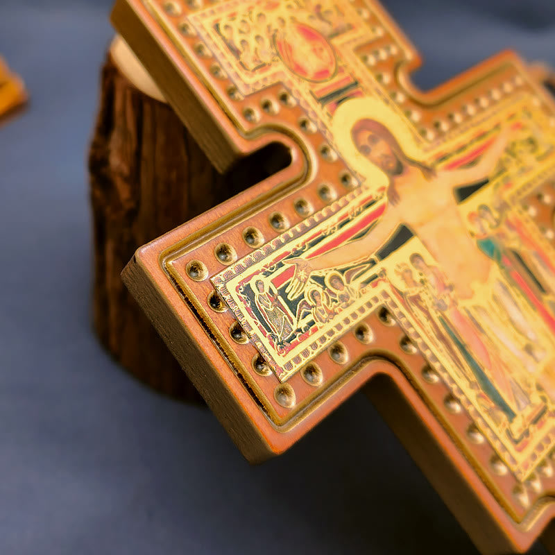 Christiandiscipleshop Damian Holy Water Font Station of the Cross Olive Wood Cross