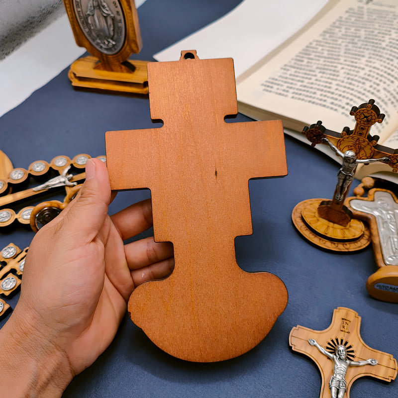 Christiandiscipleshop Damian Holy Water Font Station of the Cross Olive Wood Cross