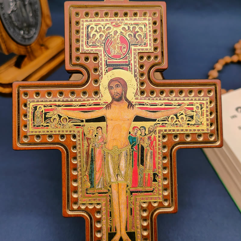Christiandiscipleshop Damian Holy Water Font Station of the Cross Olive Wood Cross