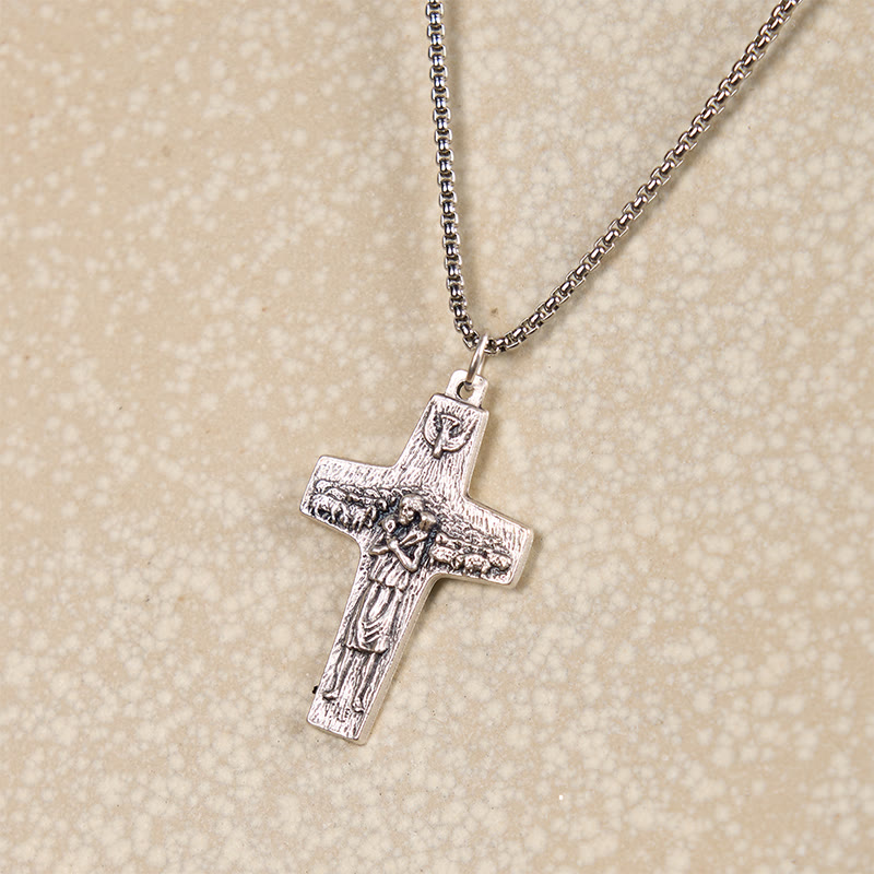 Christiandiscipleshop Retro Style Jesus and His Sheep The Good Shepherd Pendant Necklace