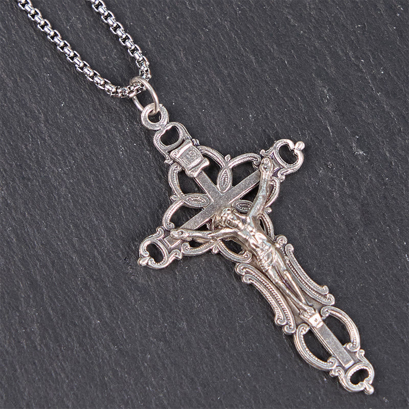 Christiandiscipleshop Retro Style Exclusive Craft Jesus Crucifix Blessing Pendant Necklace