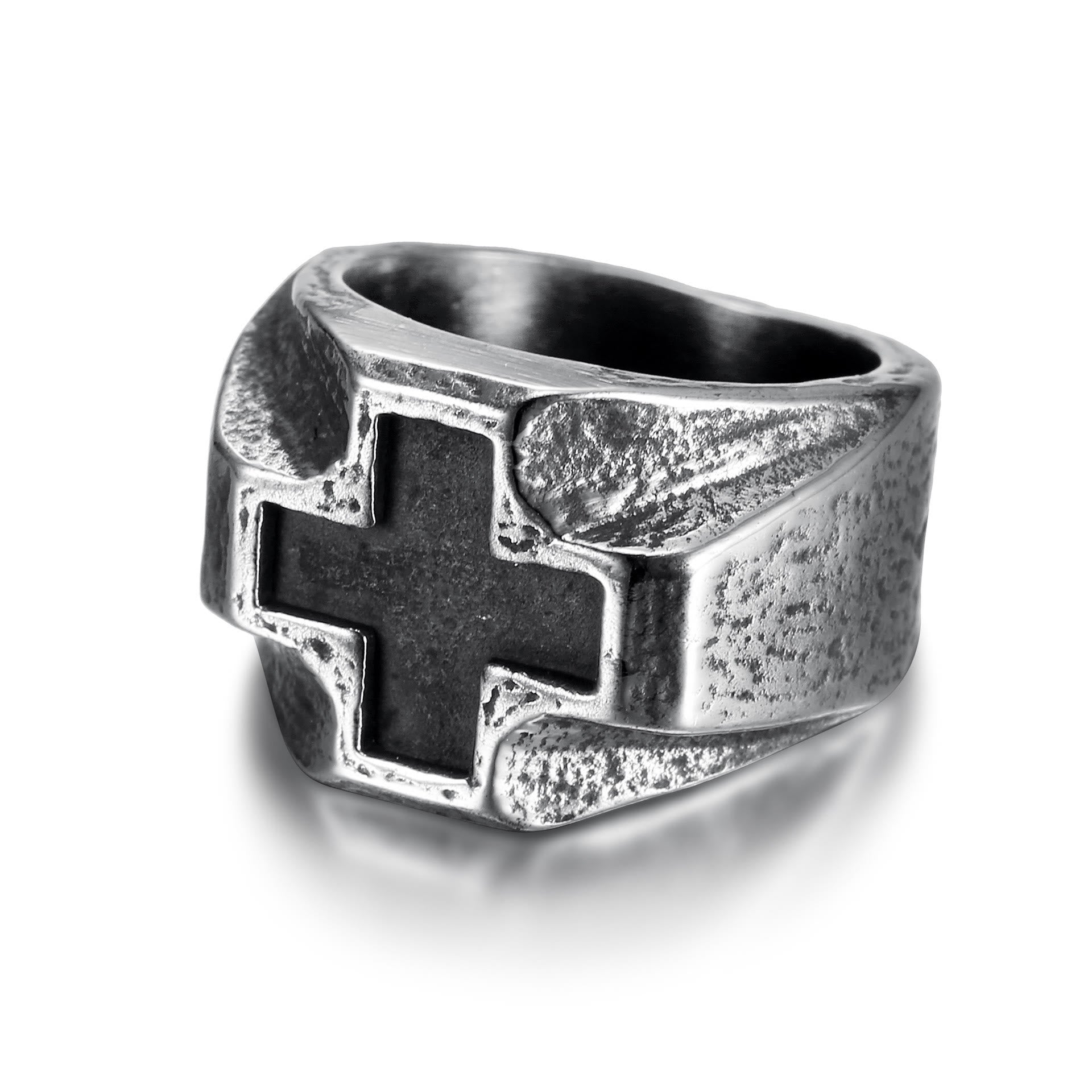 christiandiscipleshop Heavy Metals Style Cross Engraved Stainless Steel Faith Ring