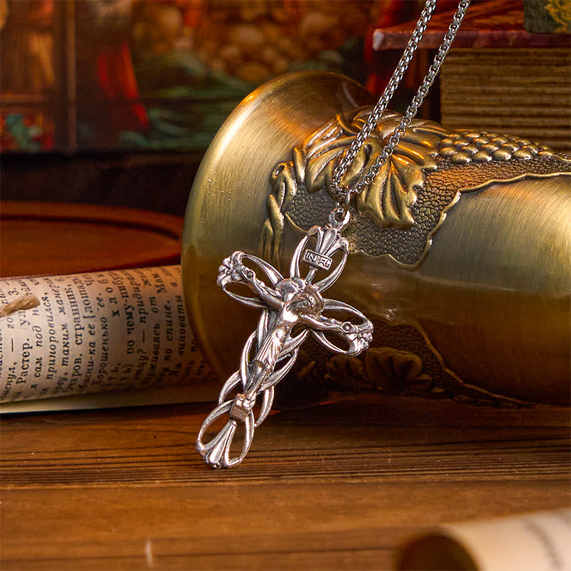 Christiandiscipleshop Retro Pattern Exclusive Craft Jesus Crucifix Amulet Pendant Necklace