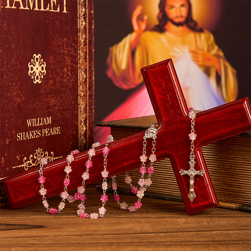 christiandiscipleshop Heart of Thorns & Our Lady of Guadalupe of 10mm Heart Green Glass Alloy Chain Rosary