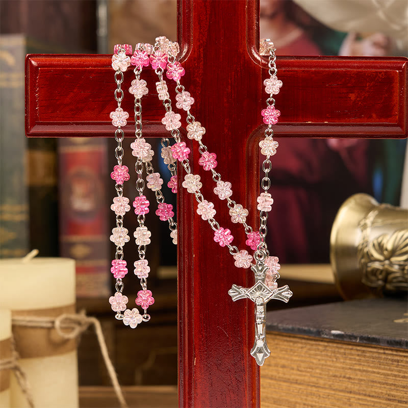 christiandiscipleshop Heart of Thorns & Our Lady of Guadalupe of 10mm Heart Green Glass Alloy Chain Rosary