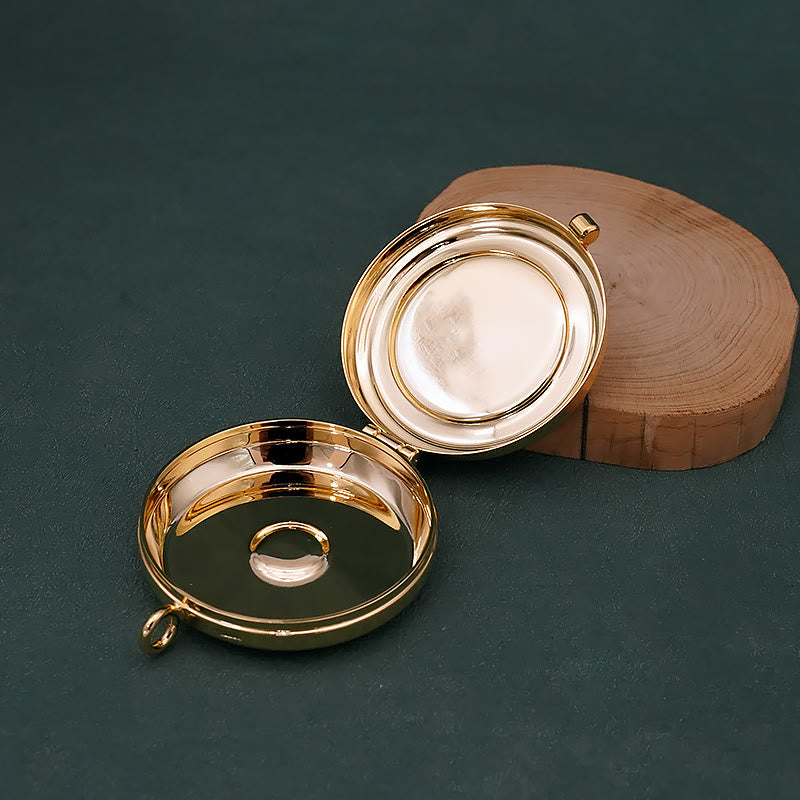 Christiandiscipleshop Gold-Plated Pyx with Fish and Anchor Design – Portable and Elegant Eucharistic Holder