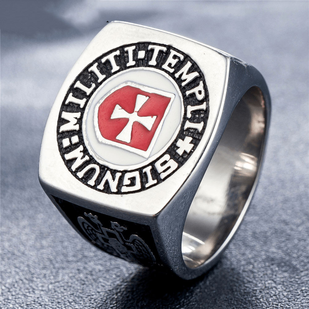 Christiandiscipleshop Retro Classic Style Knights Templar Faith Ring - Signum: Militi Templi