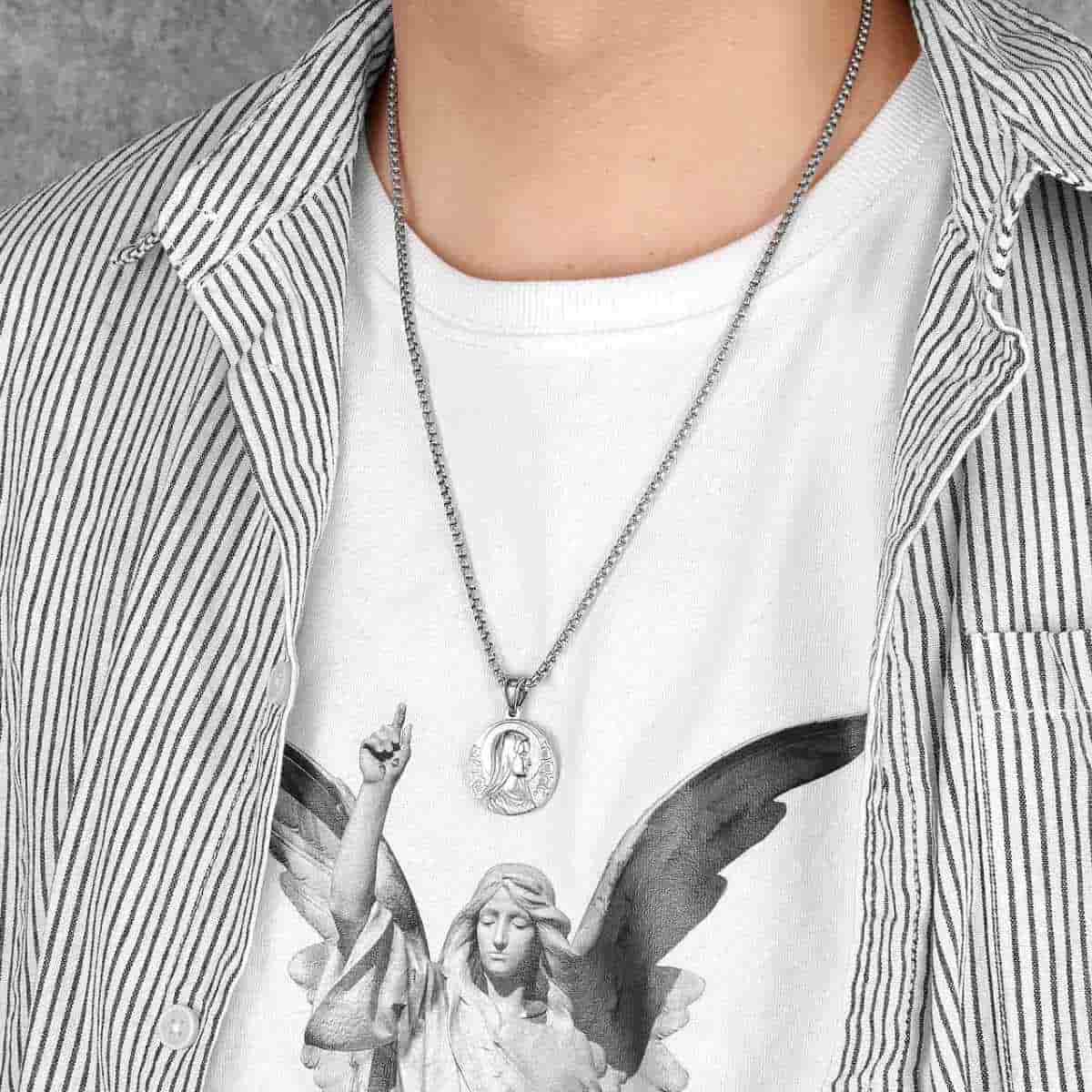 Christiandiscipleshop Classic Style Jesus & Mary Double-sides Icon Faith Pendant Necklace