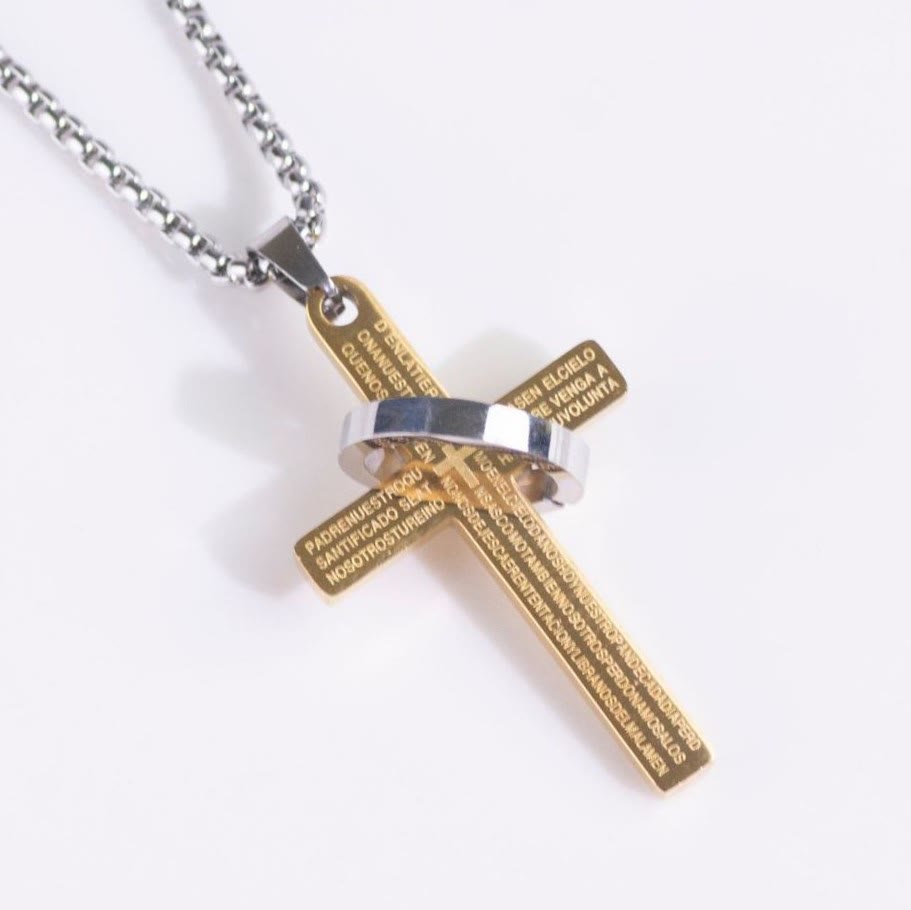 christiandiscipleshop Minimalist Bible Verse Cross with Ring Faith Pendant Necklace