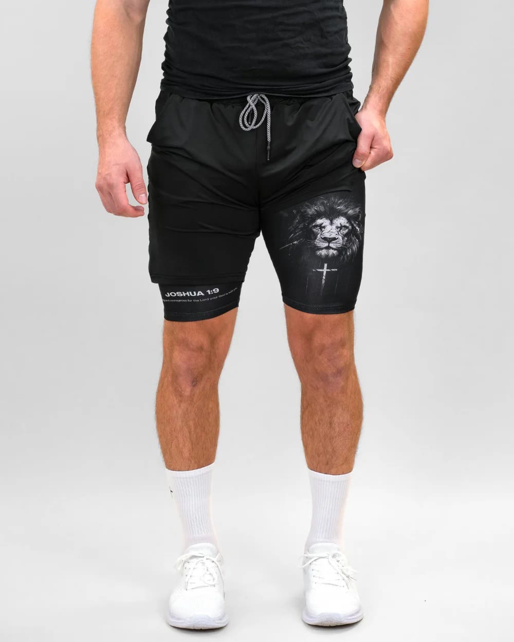 christiandiscipleshop Joshua 1:9 Lion Performance Shorts