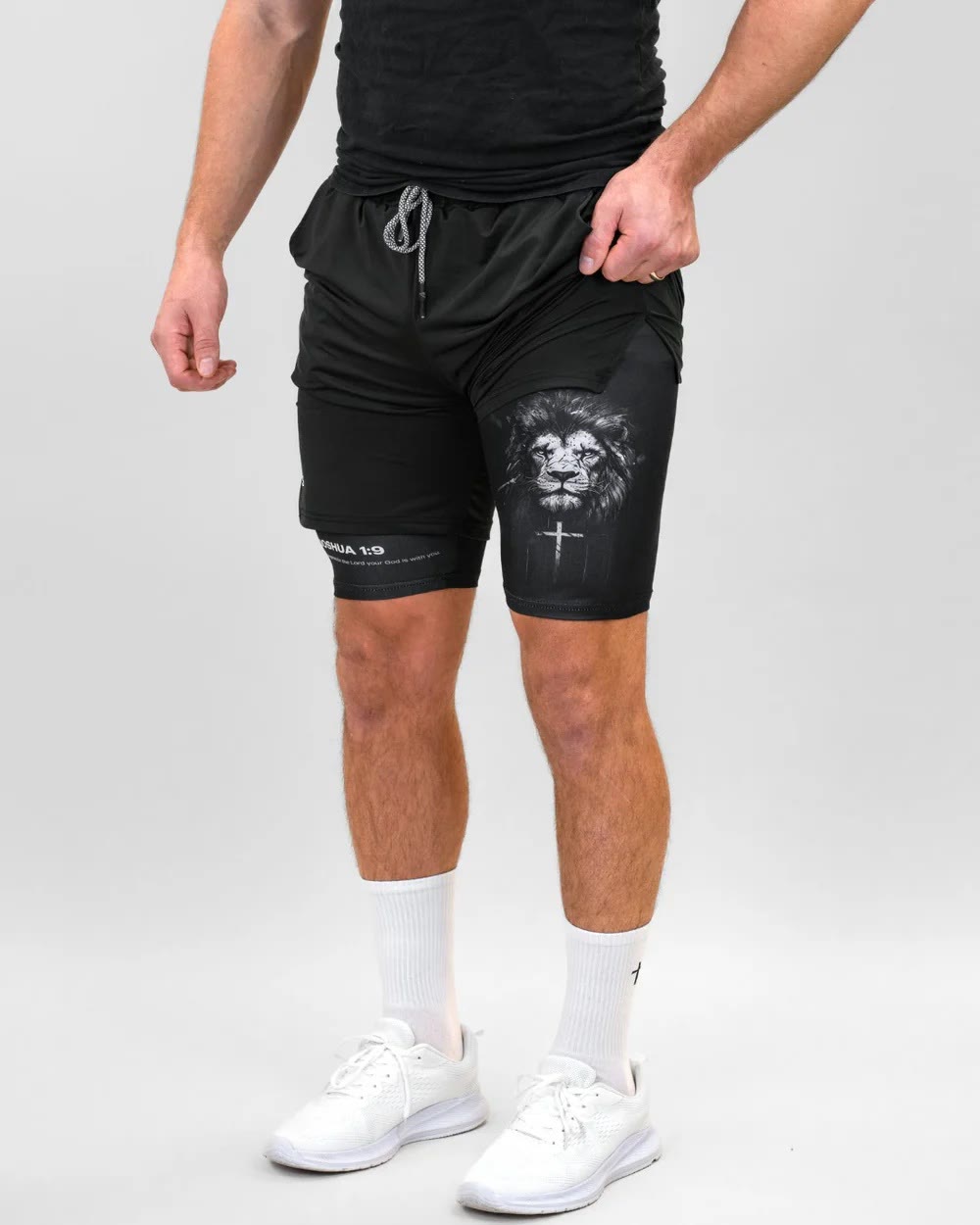 christiandiscipleshop Joshua 1:9 Lion Performance Shorts