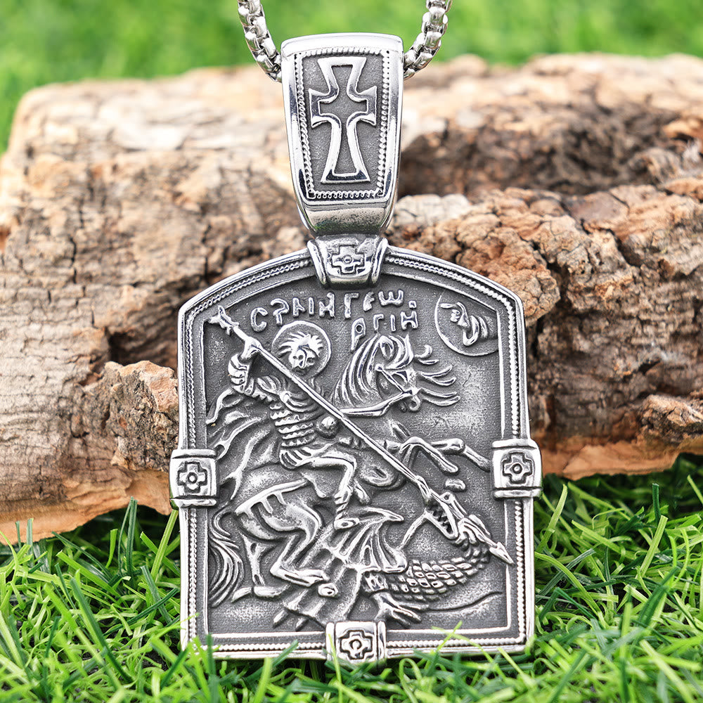Christiandiscipleshop St. George Slaying the Dragon Necklace - A Symbol of Courage and Divine Protection