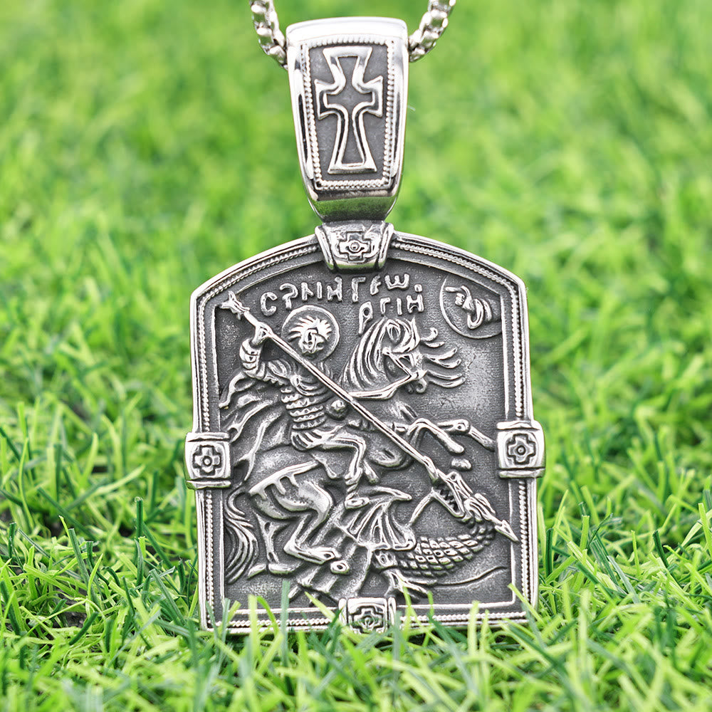 Christiandiscipleshop St. George Slaying the Dragon Necklace - A Symbol of Courage and Divine Protection