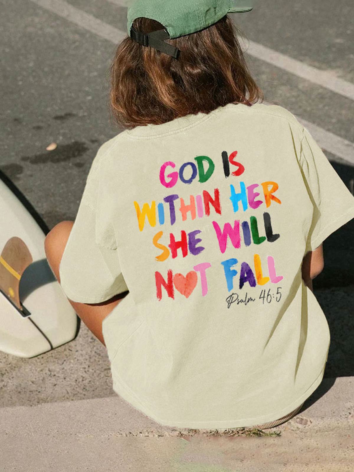 Christiandiscipleshop God Is Within Her She Will Not Fall Unisex Washed T-shirt