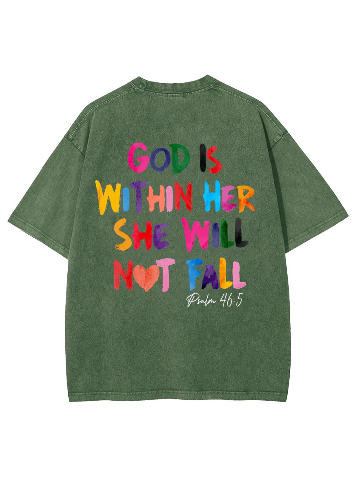Christiandiscipleshop God Is Within Her She Will Not Fall Unisex Washed T-shirt