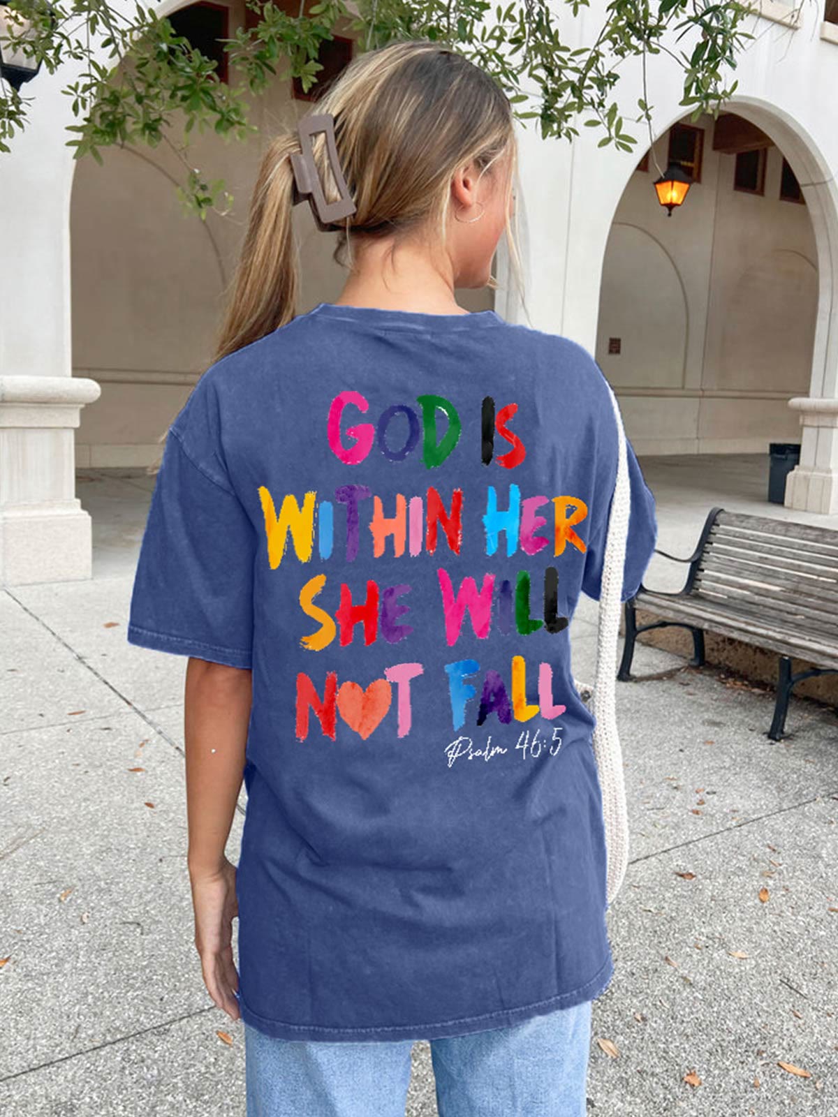 Christiandiscipleshop God Is Within Her She Will Not Fall Unisex Washed T-shirt