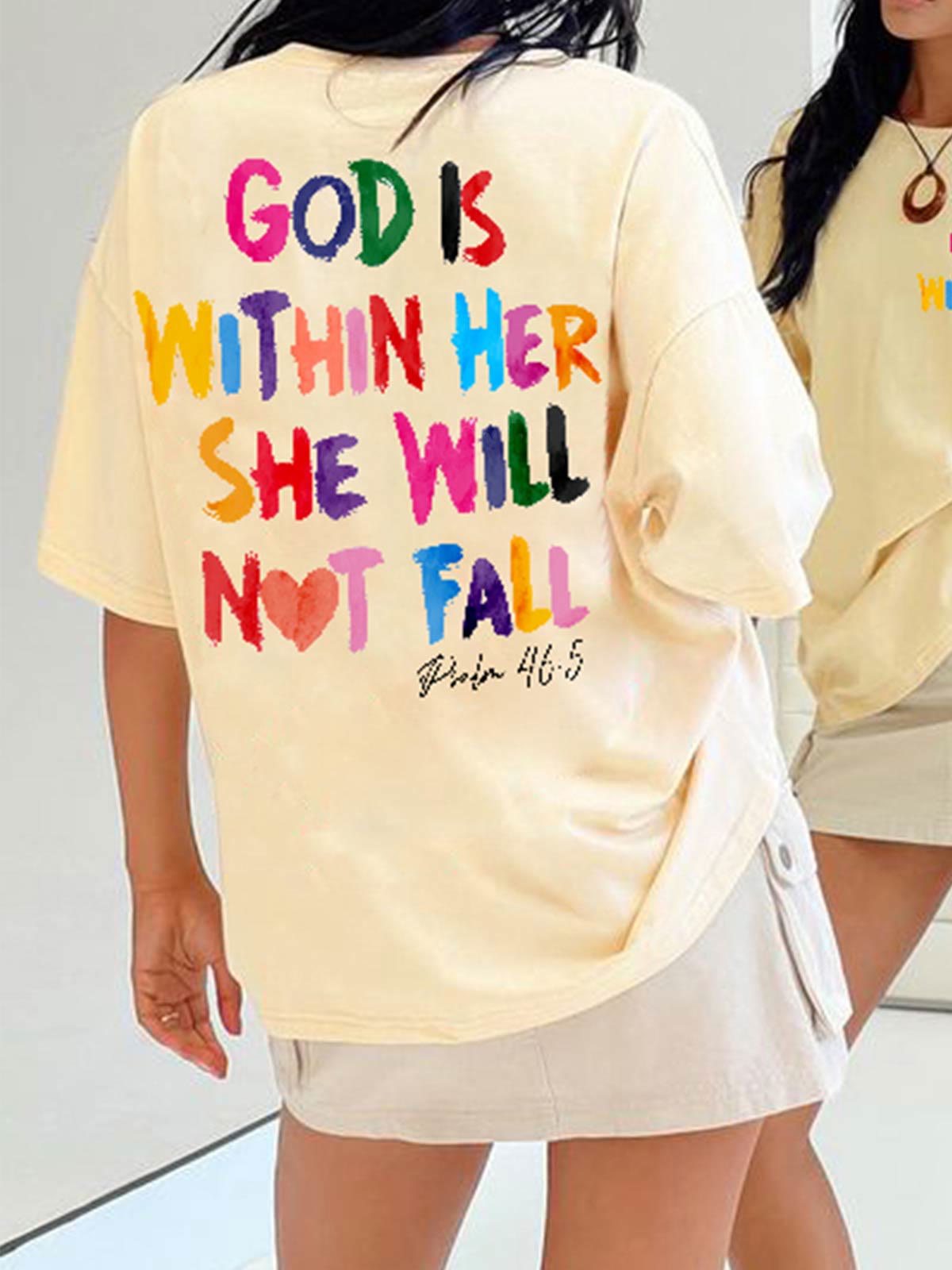 Christiandiscipleshop God Is Within Her She Will Not Fall Unisex Washed T-shirt