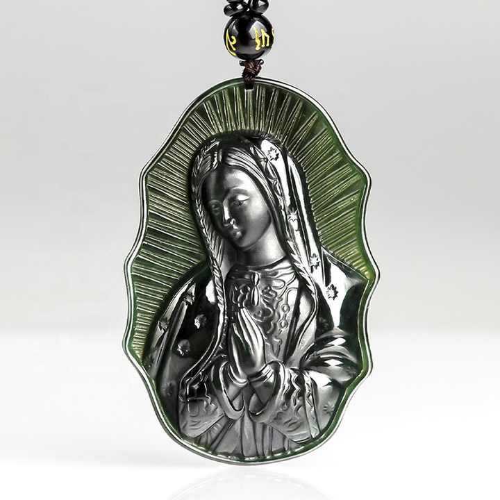 Christiandiscipleshop Our Lady of Guadalupe Hetian Black Jade Necklace - An Emblem of Sacred Devotion