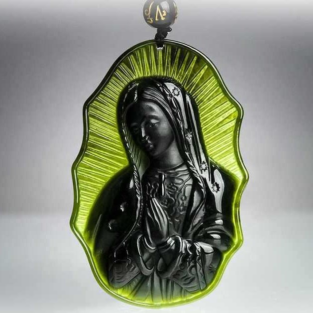 Christiandiscipleshop Our Lady of Guadalupe Hetian Black Jade Necklace - An Emblem of Sacred Devotion