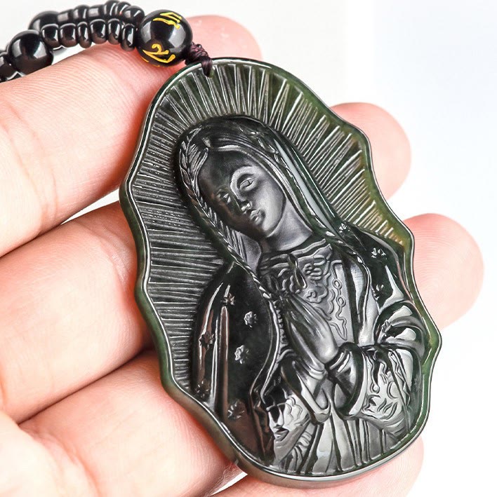 Christiandiscipleshop Our Lady of Guadalupe Hetian Black Jade Necklace - An Emblem of Sacred Devotion