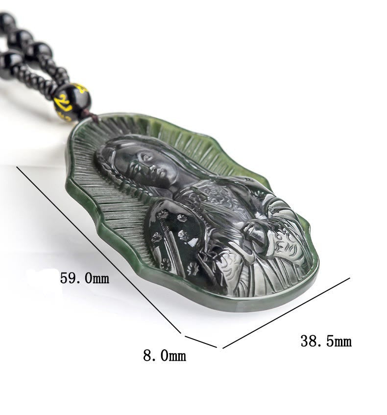 Christiandiscipleshop Our Lady of Guadalupe Hetian Black Jade Necklace - An Emblem of Sacred Devotion