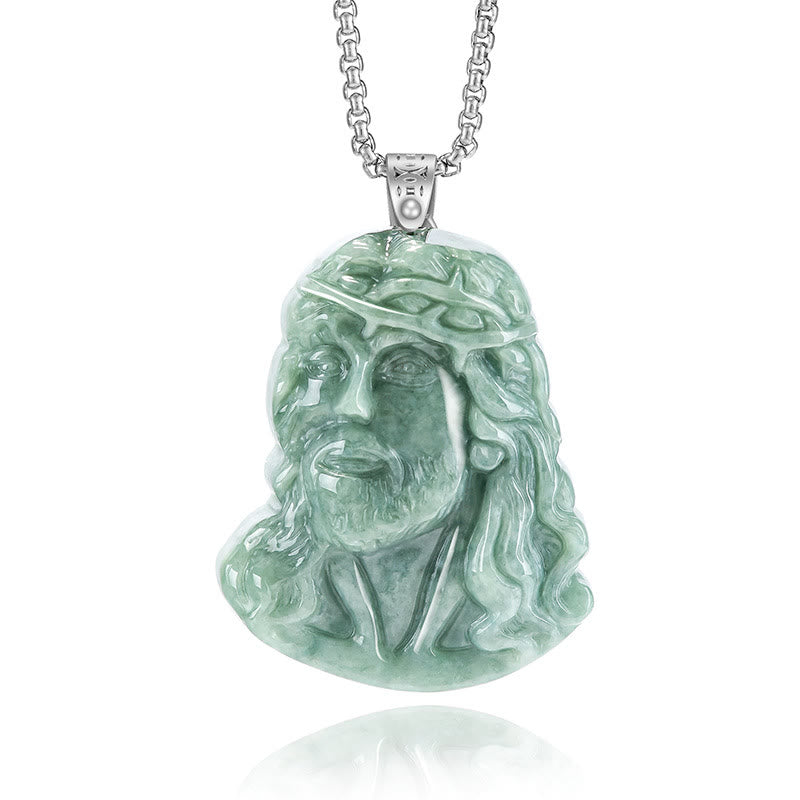 Christiandiscipleshop Sacred Serenity Jade Jesus Pendant Necklace - A Symbol of Divine Peace and Faith
