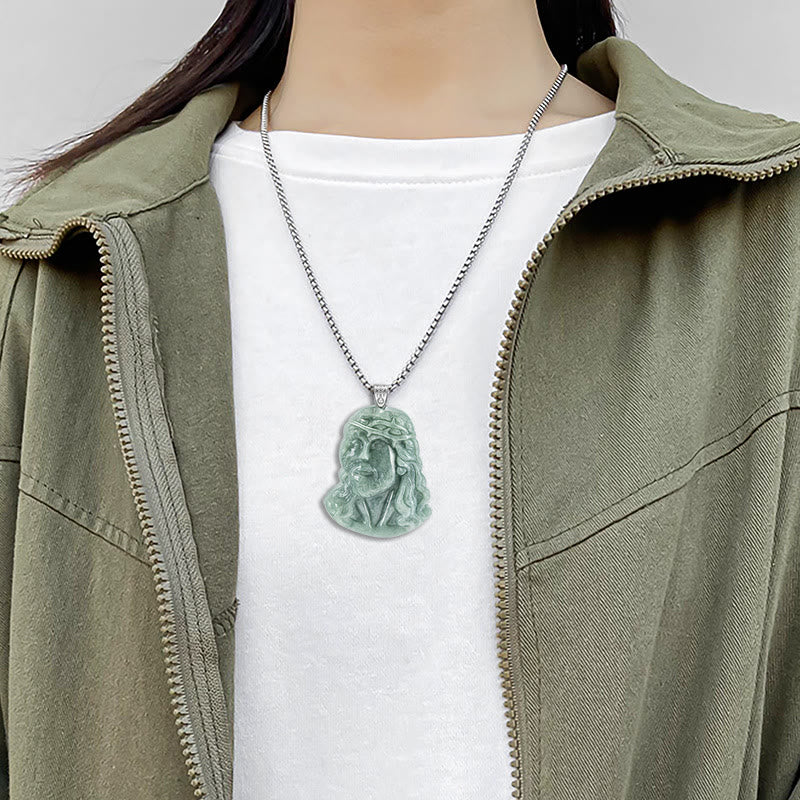 Christiandiscipleshop Sacred Serenity Jade Jesus Pendant Necklace - A Symbol of Divine Peace and Faith