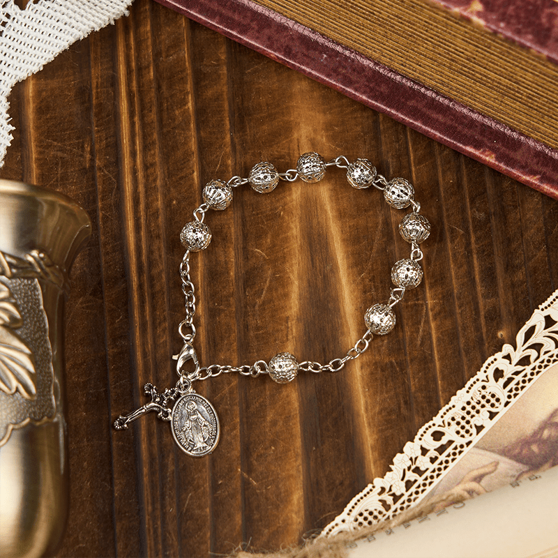 christiandiscipleshop Miraculous Medal & Crucifix Adjustable Simple Casual Bracelet