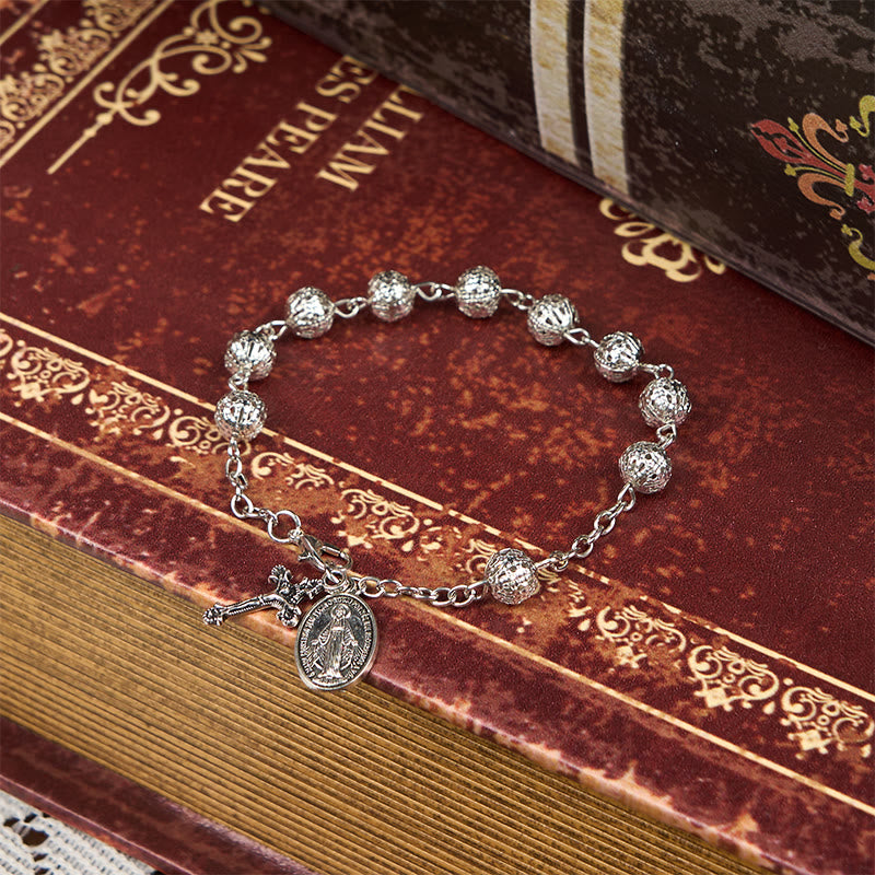 christiandiscipleshop Miraculous Medal & Crucifix Adjustable Simple Casual Bracelet