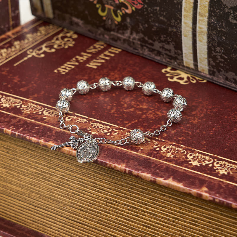 christiandiscipleshop Miraculous Medal & Crucifix Adjustable Simple Casual Bracelet