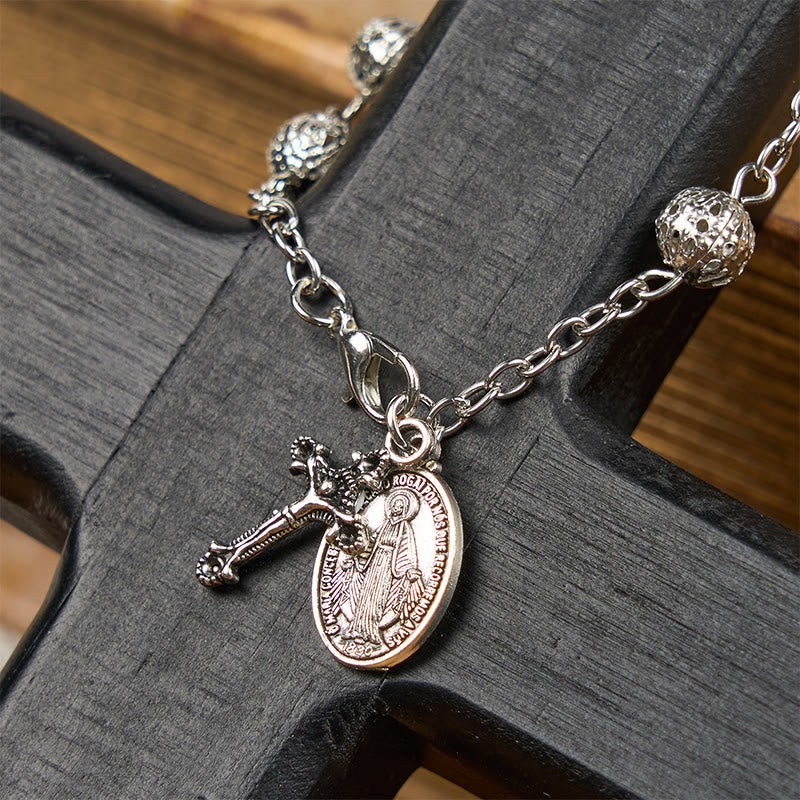 christiandiscipleshop Miraculous Medal & Crucifix Adjustable Simple Casual Bracelet