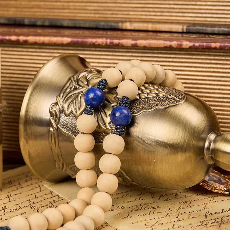 Christiandiscipleshop Our Lady & Crucifix of 10mm Handmade Wooden Beads Lapis Lazuli Our Father Beads Rosary