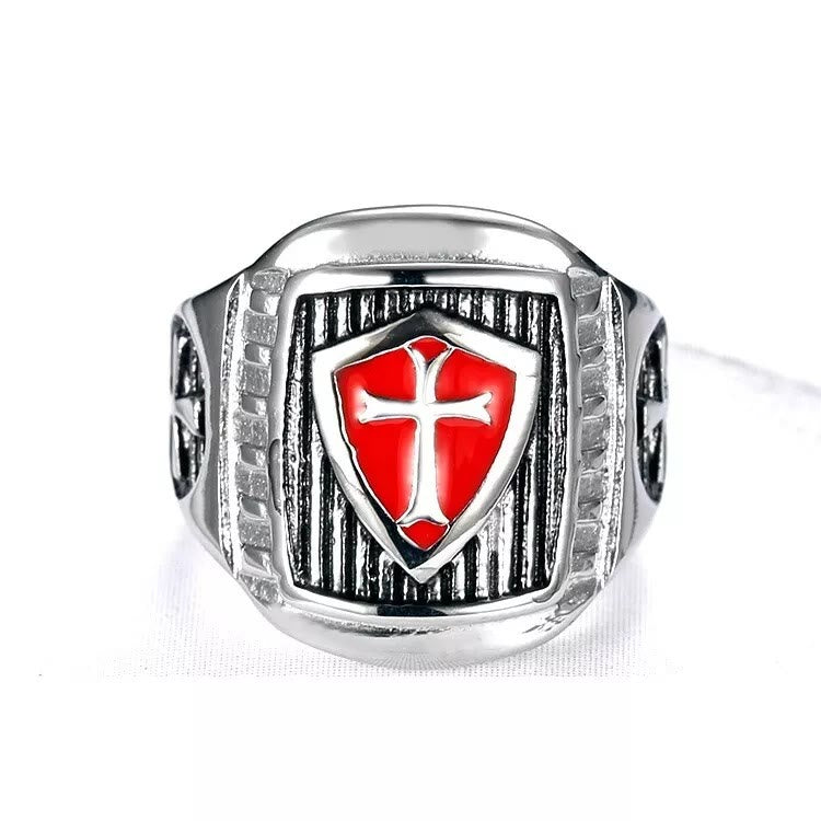 christiandiscipleshop Templar Shield Cross Ring - A Sacred Emblem of Valor and Faith