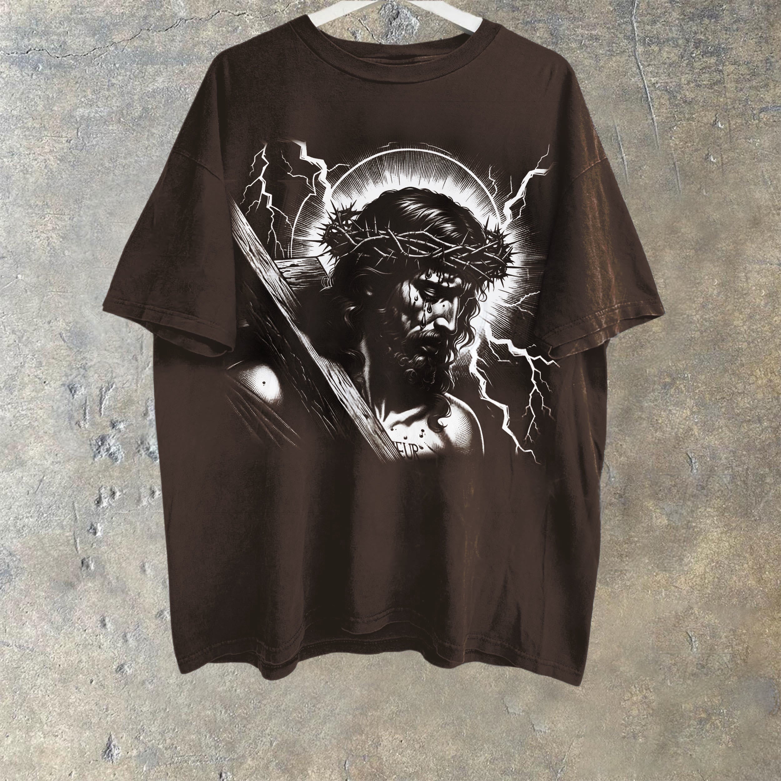 christiandiscipleshop Jesus Holding Cross Vintage 90s Graphic T-shirt