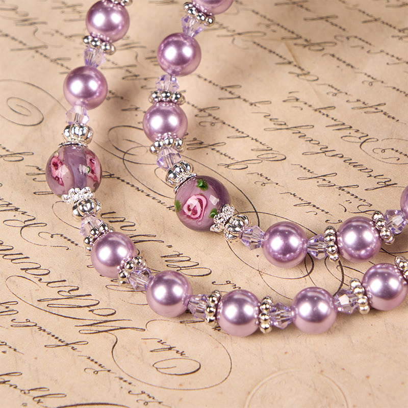 christiandiscipleshop Miraculous Medal & Crucifix 8mm Purple Pearl & Crystal Handmade Rosary - Sacred Beads for Holy Prayer