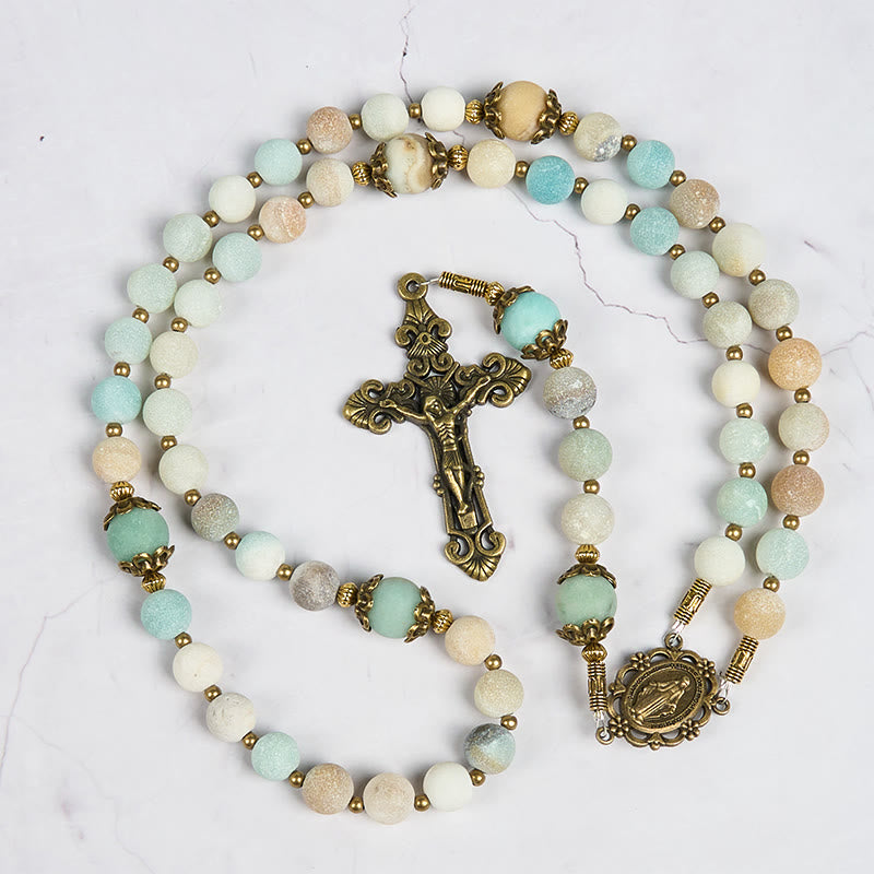 christiandiscipleshop Handmade 8mm Matte Amazonite Rosary - A Timeless Piece of Devotion
