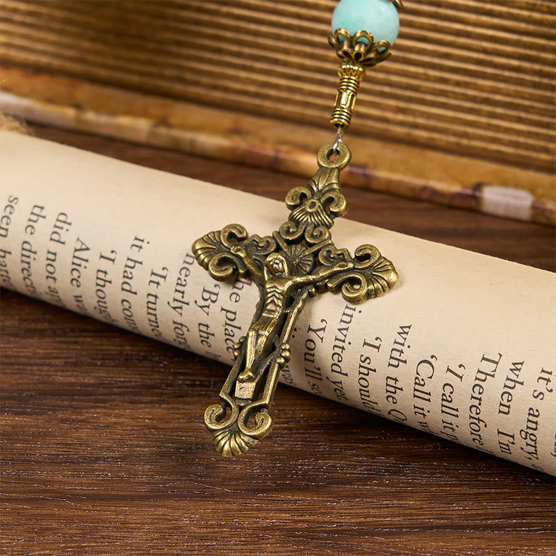 christiandiscipleshop Handmade 8mm Matte Amazonite Rosary - A Timeless Piece of Devotion